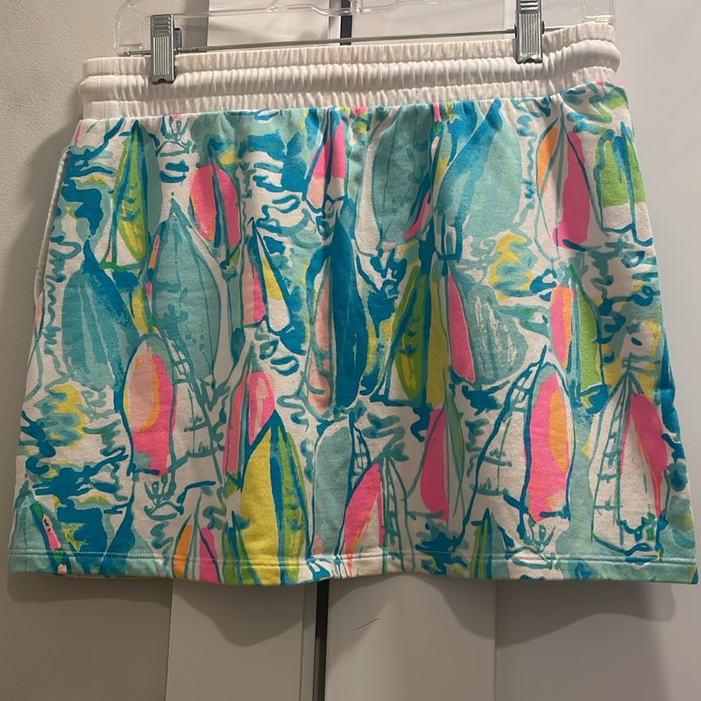 New With Tags,Lilly Pulitzer Zia Skirt, Beach & Bae, Multi Color, Cute Sailboats - Picture 2 of 10